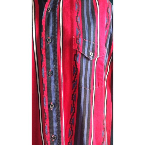 Vintage 90's Karman Western Aztech Shirt Mens XL  Long Sleeve Button Down - Picture 5 of 8